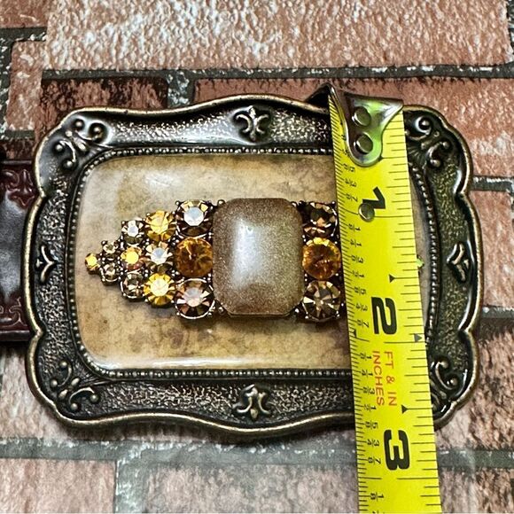 Belt Amber Genuine Leather Rhinestones size S